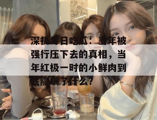 深扒每日吃瓜：当年被强行压下去的真相，当年红极一时的小鲜肉到底隐瞒了什么？